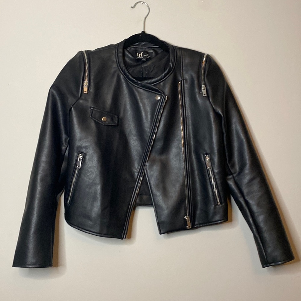 New black faux leather jacket Zara
